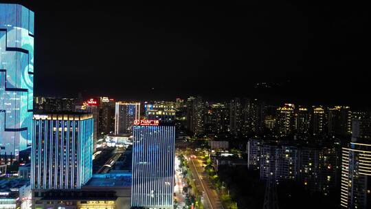 福建福州金融街高楼夜景航拍