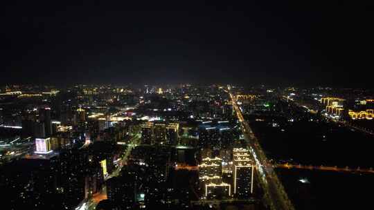 河南商丘城市大景夜景灯光航拍