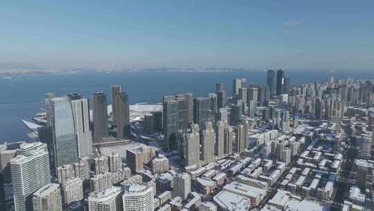 城市雪景 冬天 城市雪景航拍