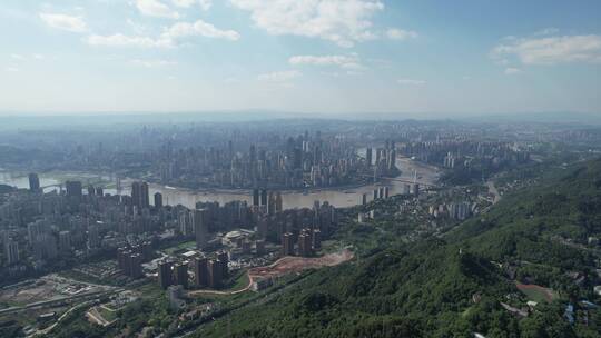 重庆航拍渝中区城市晴天大全景5.4K素材