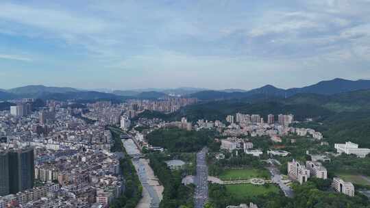 广东云浮南山河城市风光航拍