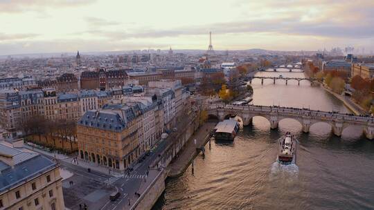 巴黎盛景的航拍