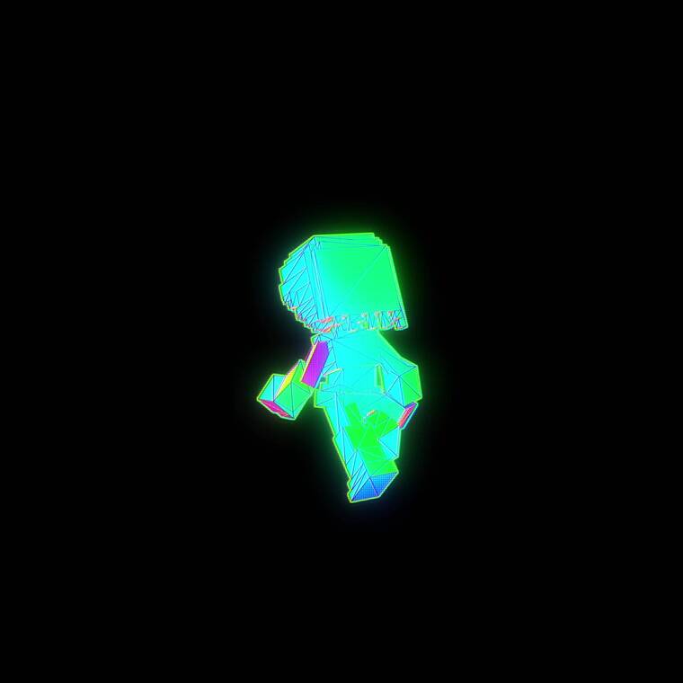 赛博朋克卡通方块人跑步合成素材