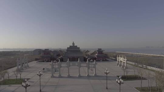 天津滨海新区妈祖文化园航拍LOG模式4K视频