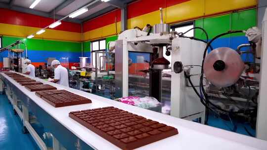 巧克力工厂生产线工人作业
