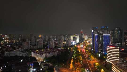 陆家嘴世纪大道夜景航拍