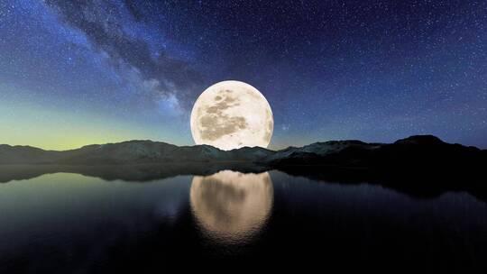 山脉 夜晚 月亮