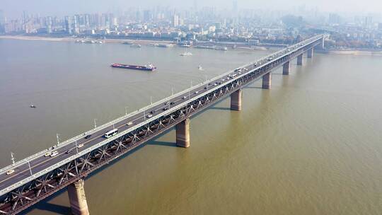 武汉长江大桥航拍6视频素材模板下载