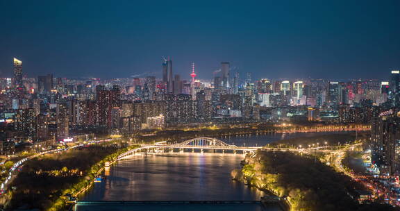 沈阳城市夜景超级月亮天际线航拍素材