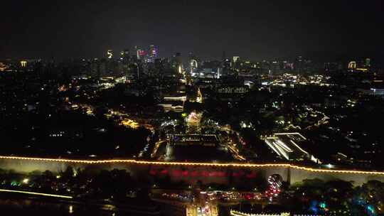 南京城市夜景灯光中华门老门东秦淮河视频素材模板下载