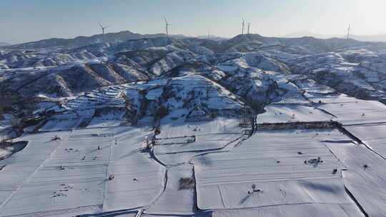 河南豫西丘陵山区雪后航拍