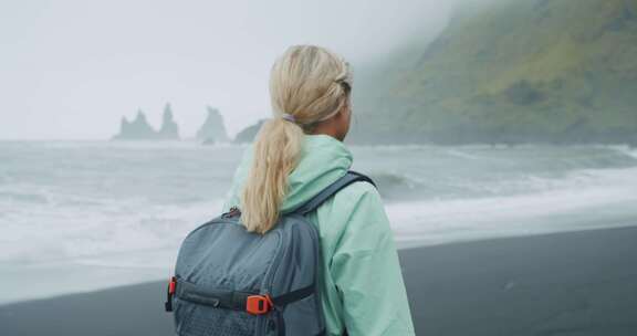 女人，冰岛，海洋，海