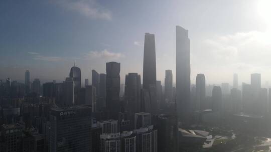 广州珠江新城清晨航拍