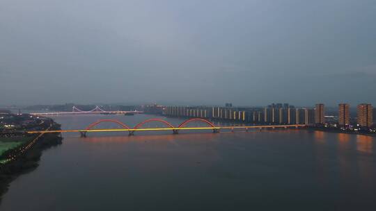 湖南长沙城市夜幕降临航拍视频素材模板下载