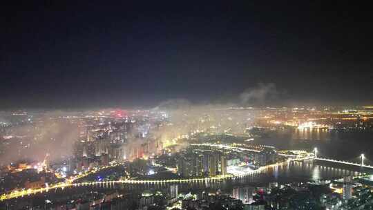 海南海口夜景延时风光