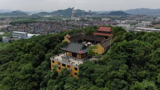 航拍浙江杭州萧山临浦峙山寺