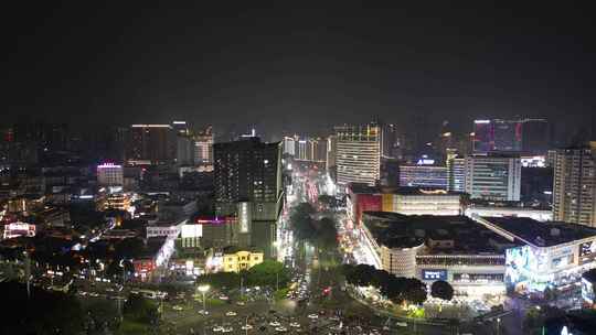 航拍广西南宁朝阳路夜景