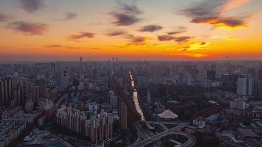 郑州日出航拍延时摄影