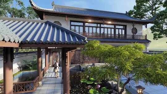 中式庭院 中国风  三维地产  中式园林景观