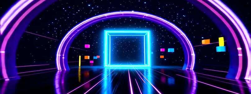 4k霓虹动感炫酷赛博朋克穿梭背景合集