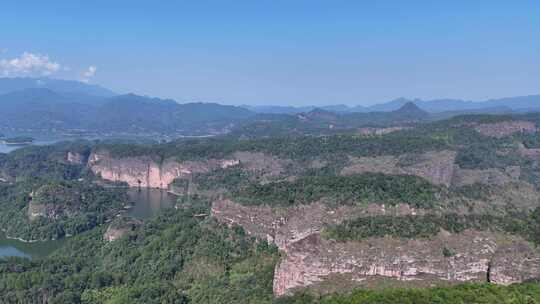 航拍福建泰宁大金湖丹霞地貌5A景区