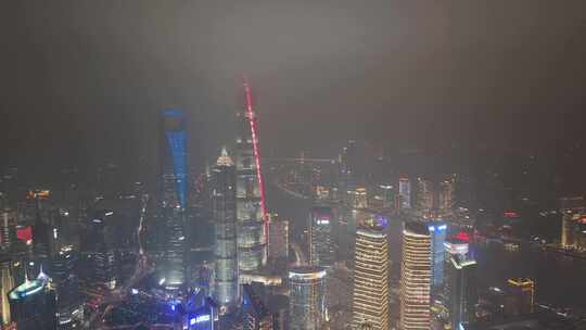 航拍上海 陆家嘴夜景 城市风光