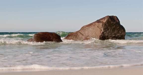 Myrland，挪威，岩石，海滩