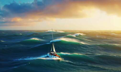 大海日出海浪乘风破浪