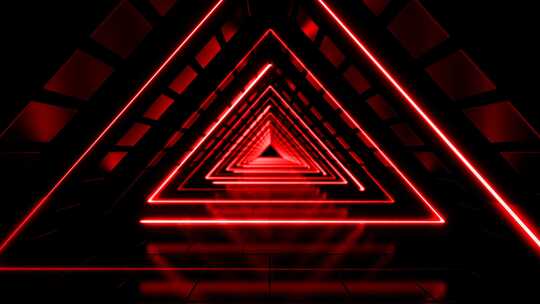 红色抽象技术环路三角隧道几何背景