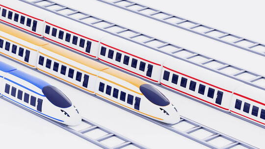 轨道列车高铁火车交通运输动画3D渲染视频素材模板下载