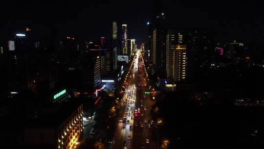 航拍城市夜景交通车辆行驶