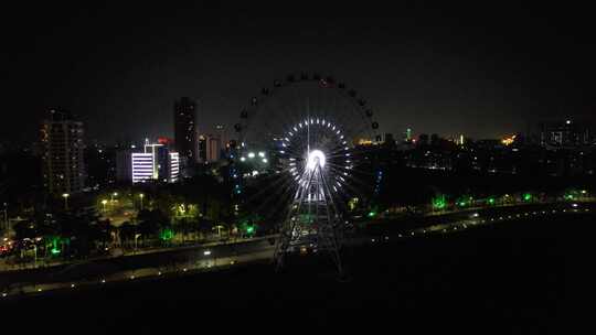 广东惠州城市夜景灯光航拍