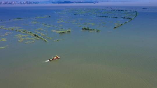 湖南洞庭湖风光带岳阳楼风景区航拍