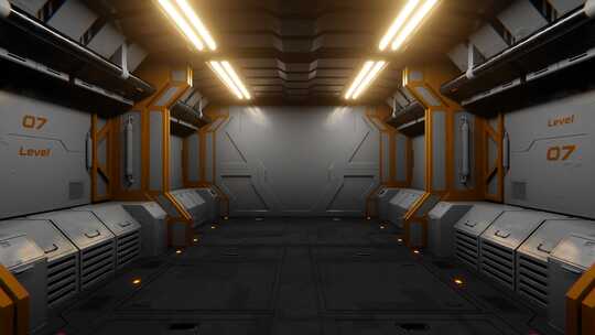 飞进科幻飞船走廊
