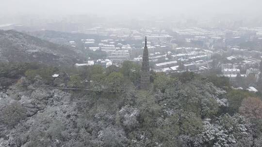 西湖宝石山雪景拍摄素材