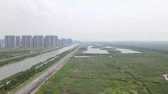 宁波慈溪市杭州湾发展建设全景4K航拍