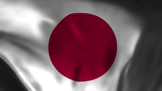 日本国旗。日本挥舞国旗。日本国旗在风中挥