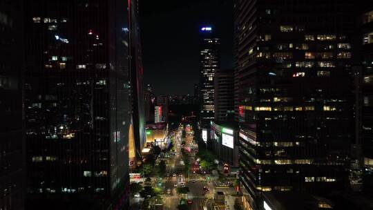 深圳市福华路低空航拍夜景4k