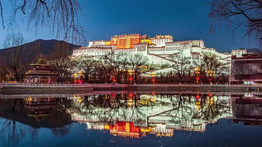 布达拉宫夜景延时摄影 西藏拉萨夜景