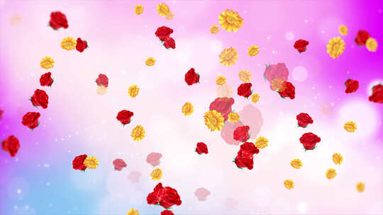 彩色模糊粒子与花背景环