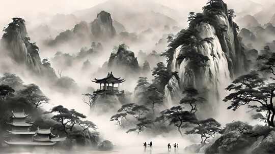 水墨山水画 水墨画  水墨山水