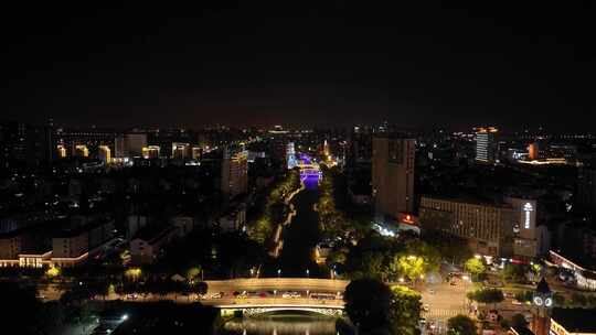 4K航拍江苏苏州昆山城市夜景