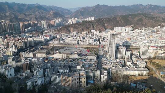 商洛山阳县城城市建设风光航拍