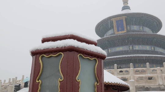 大雪天气中的天坛公园祈年殿回音壁圜丘