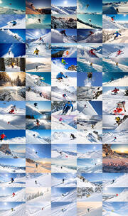 滑雪竞技自由滑雪比赛滑雪场滑雪慢镜头运动高清在线视频素材下载