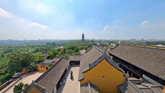 穿越机航拍大明寺观音山栖灵塔瘦西湖风景区