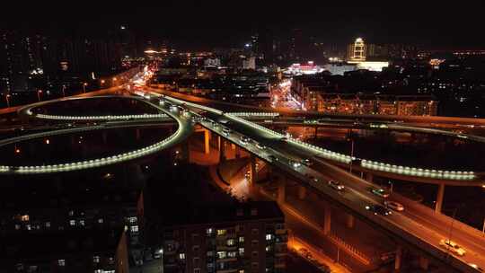4k航拍天津立交夜景
