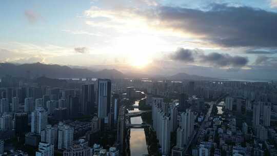 航拍温州城市天际线温州大景鹿城区