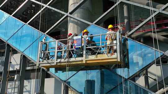 航拍高空作业建筑工地