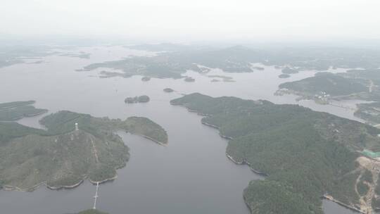 湖北麻城市浮桥河水库4K航拍